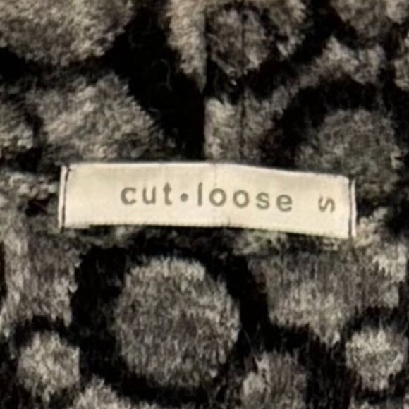 Cut Loose Black Gray White Abstract Circle Print 100% Felted Wool Vest Size S - Picture 9 of 11